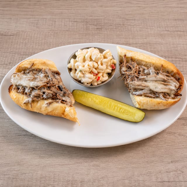 Slow Smoked Brisket Cheesesteak.